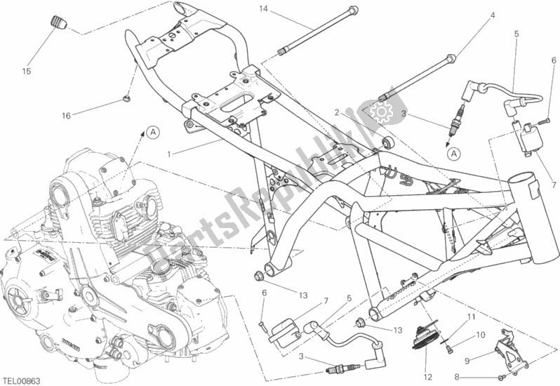 Todas as partes de Quadro, Armação do Ducati Scrambler Classic Thailand 803 2015